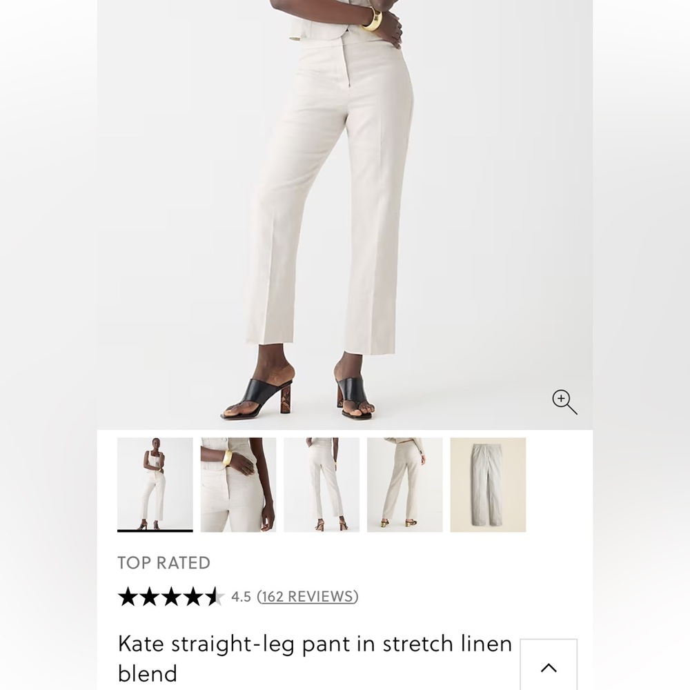 J. Crew Cream Straight-Leg Linen-Blend Pants